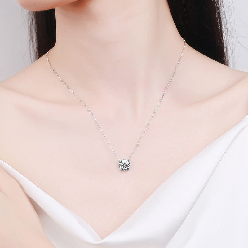 Lady's Simple Luxury White Diamond Necklace | S925 Sterling Silver