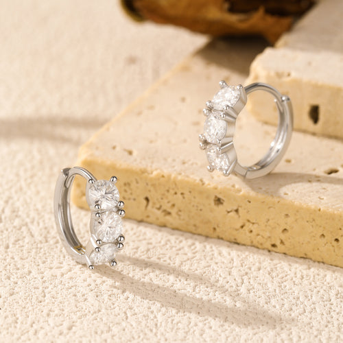 Diamond Huggie Hoop Earrings S925 Silver