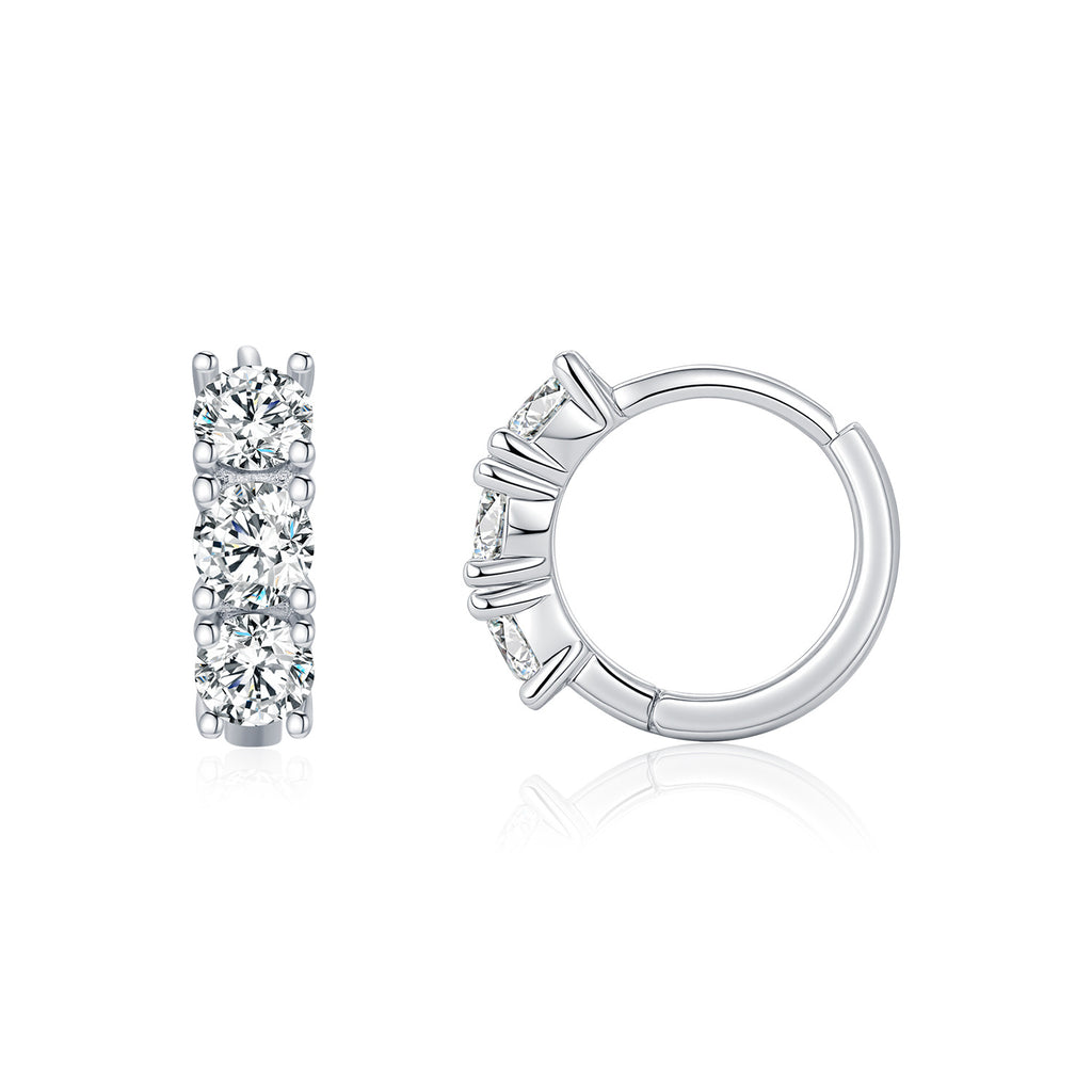 Diamond Huggie Hoop Earrings S925 Silver