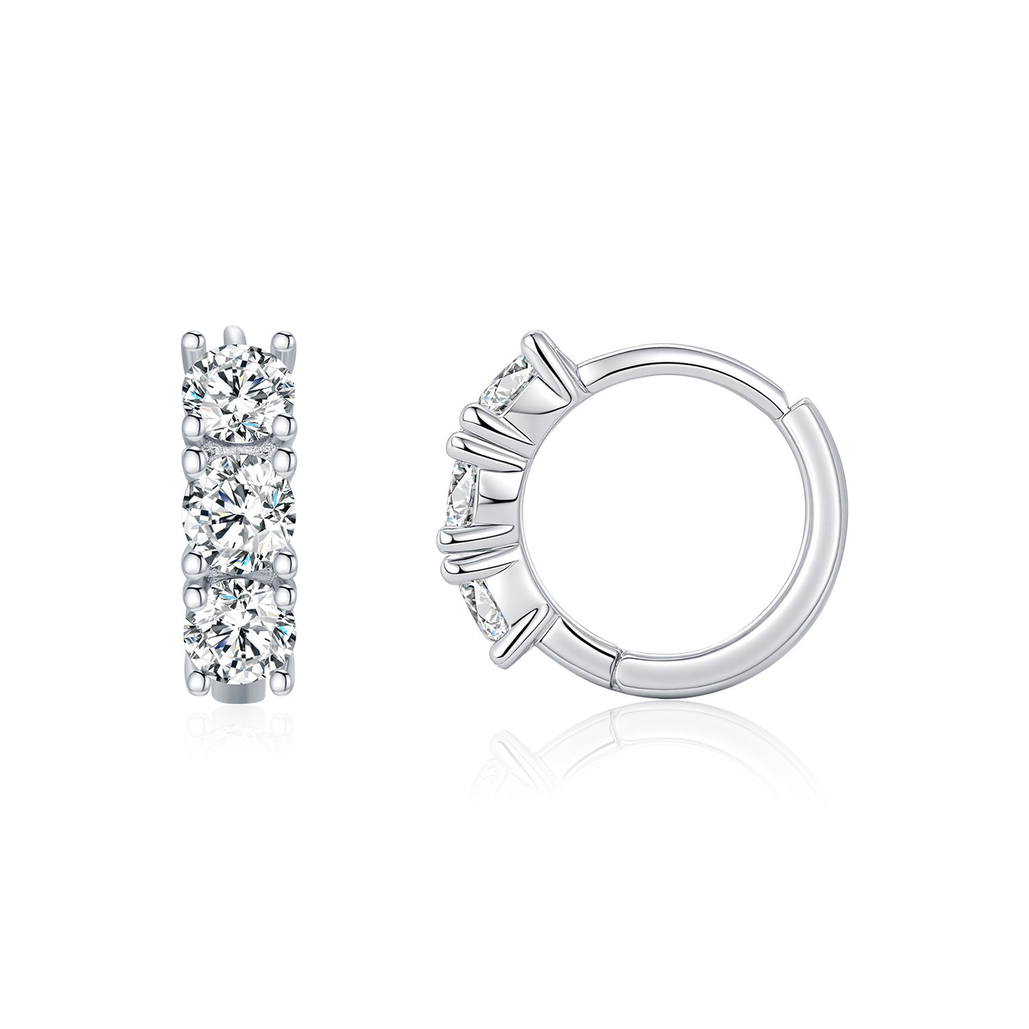 Diamond Huggie Hoop Earrings S925 Silver
