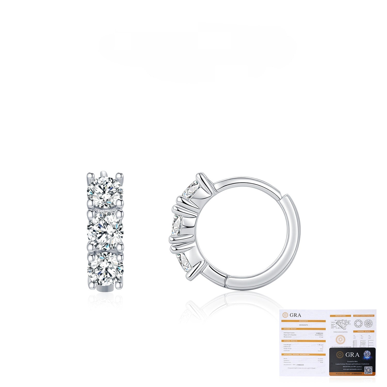 Diamond Huggie Hoop Earrings S925 Silver