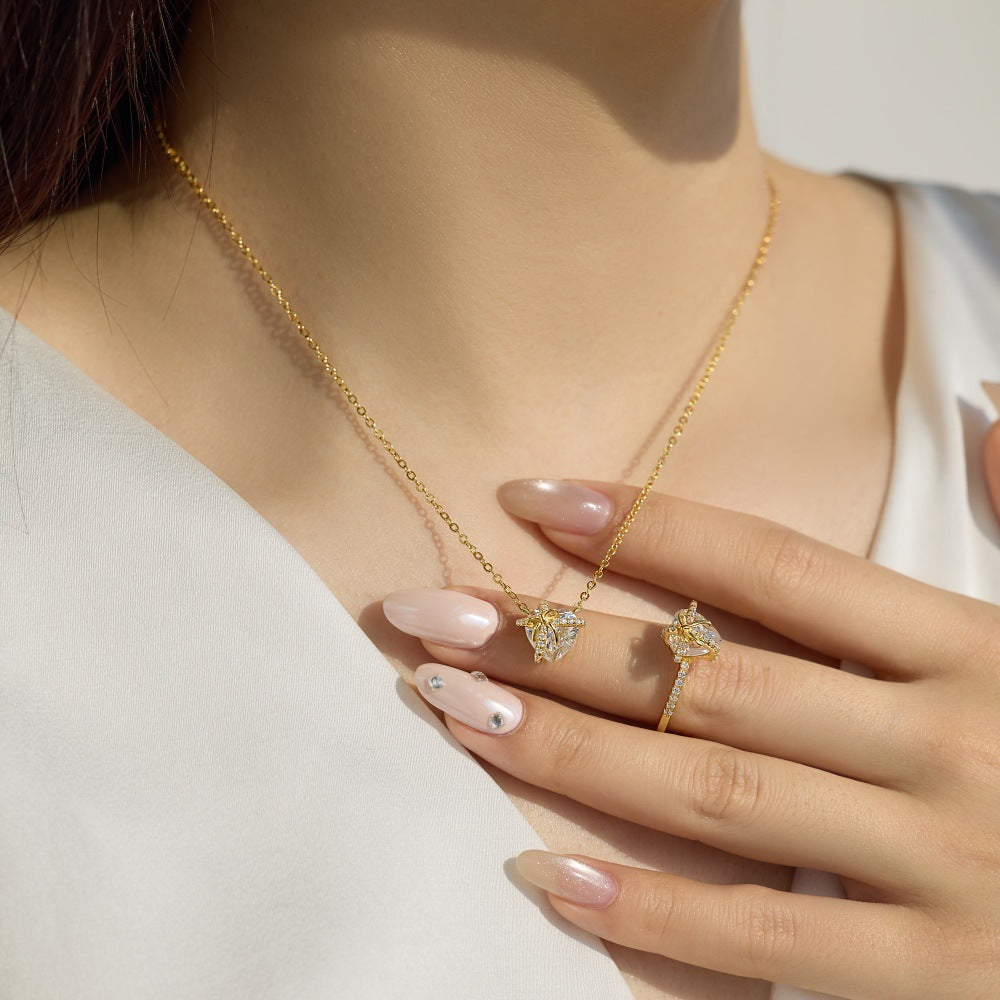 Heart Promise Ring Necklace Set | 925 Sterling Silver