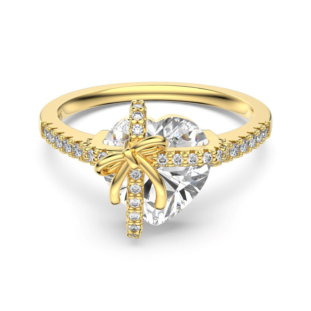 Heart-shaped lady's premium luxury ring