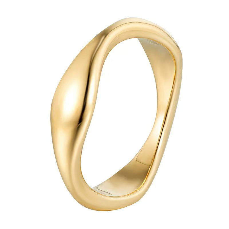 Romantic series wave-shaped rings made of titanium and steel material